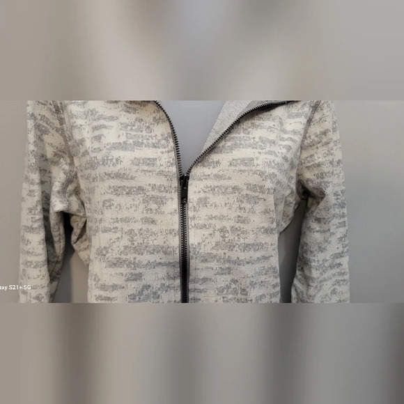 Zyia Active full zip-up collared jacket abstract design cream & gray, womens med - Picture 5 of 12